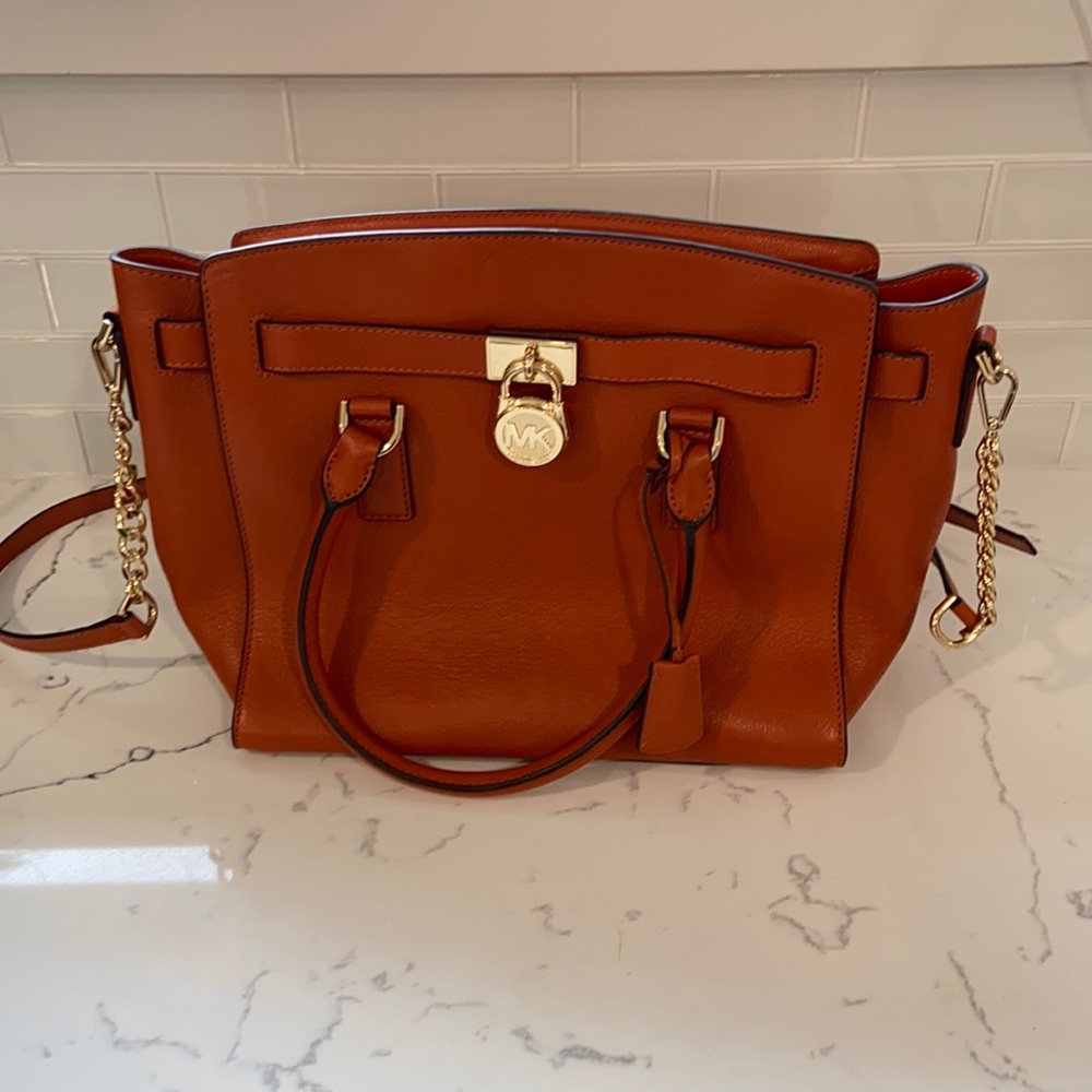 | Micheal Kors | Hamilton Orange Leather Satchel/Purse
